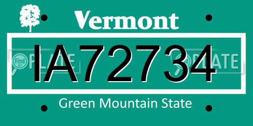 IA72734 Vermont License Plate