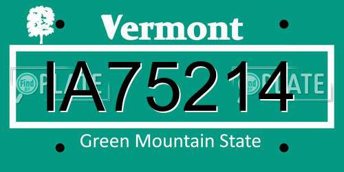 IA75214 Vermont License Plate