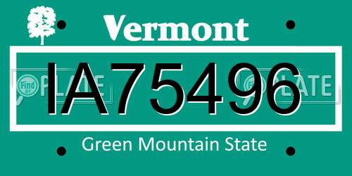IA75496 Vermont License Plate