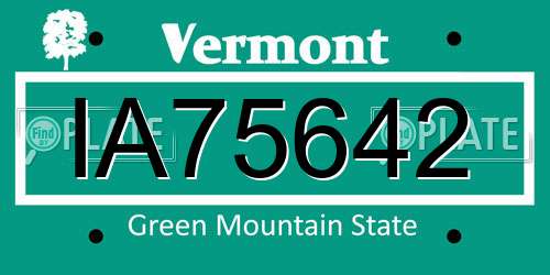 IA75642 Vermont License Plate