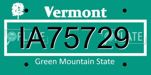 IA75729 Vermont License Plate