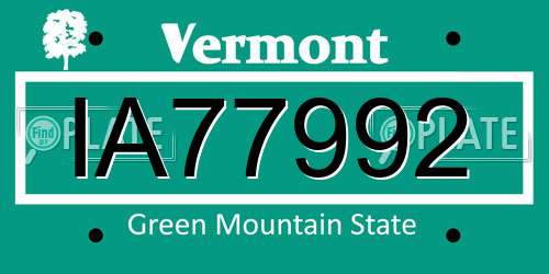 IA77992 Vermont License Plate