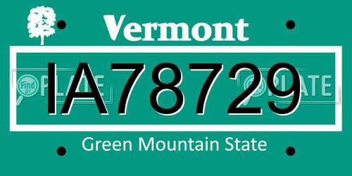 IA78729 Vermont License Plate