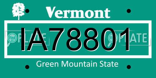 IA78801 Vermont License Plate