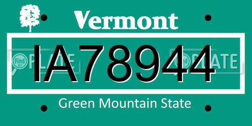IA78944 Vermont License Plate