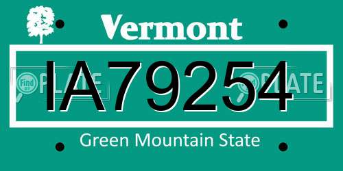 IA79254 Vermont License Plate
