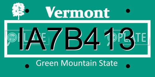 IA7B413 Vermont License Plate