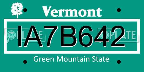 IA7B642 Vermont License Plate