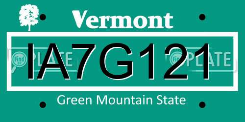 IA7G121 Vermont License Plate