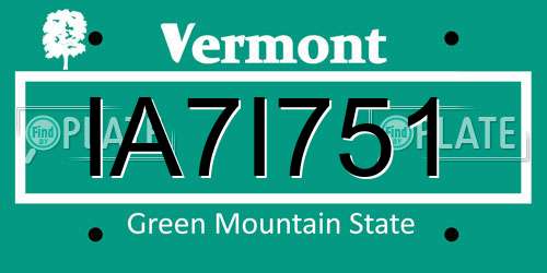IA7I751 Vermont License Plate