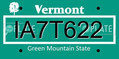 IA7T622 Vermont License Plate