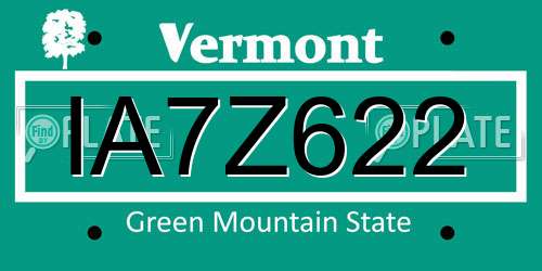 IA7Z622 Vermont License Plate