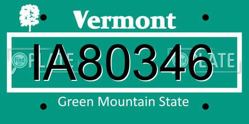 IA80346 Vermont License Plate