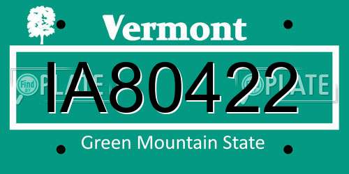 IA80422 Vermont License Plate