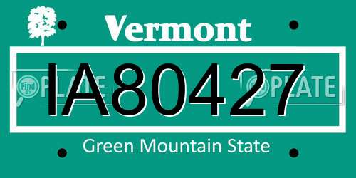 IA80427 Vermont License Plate