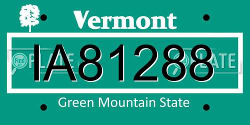 IA81288 Vermont License Plate