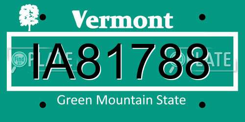 IA81788 Vermont License Plate