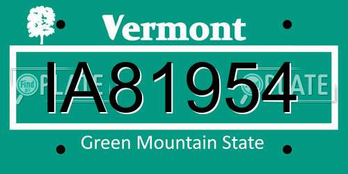 IA81954 Vermont License Plate