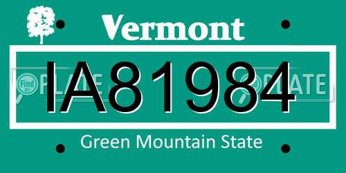 IA81984 Vermont License Plate