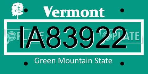 IA83922 Vermont License Plate