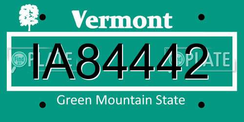 IA84442 Vermont License Plate