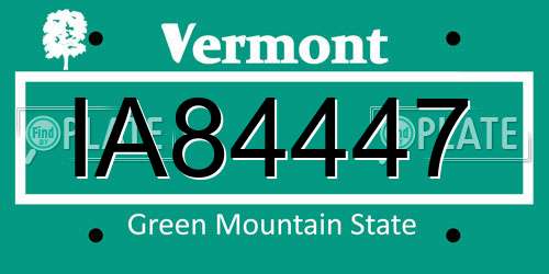 IA84447 Vermont License Plate