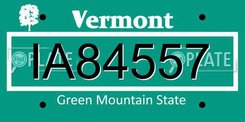 IA84557 Vermont License Plate