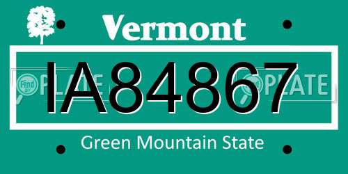IA84867 Vermont License Plate