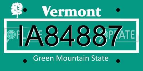 IA84887 Vermont License Plate