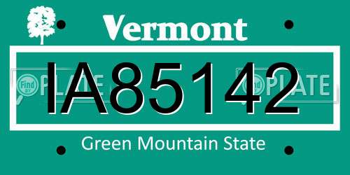 IA85142 Vermont License Plate