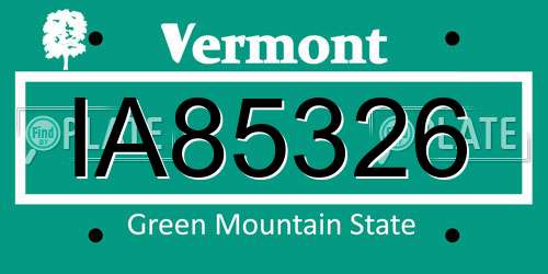 IA85326 Vermont License Plate