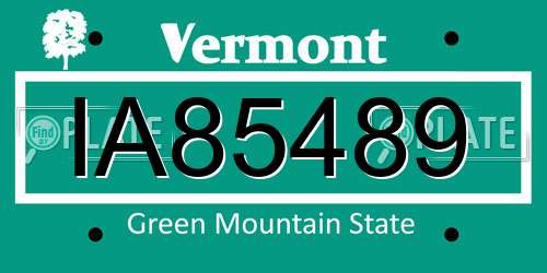 IA85489 Vermont License Plate