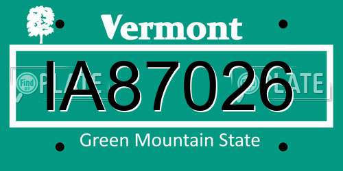 IA87026 Vermont License Plate
