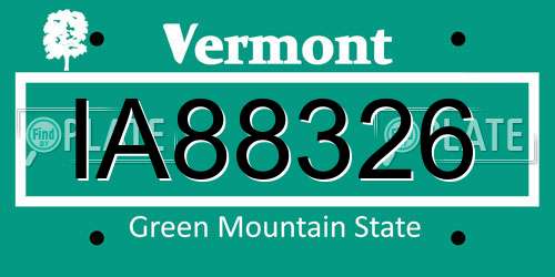 IA88326 Vermont License Plate