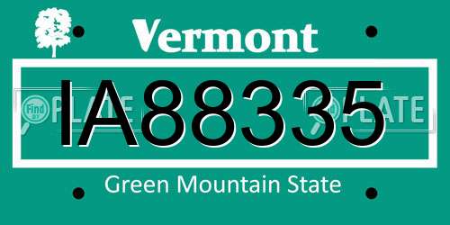 IA88335 Vermont License Plate