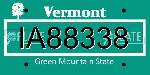 IA88338 Vermont License Plate