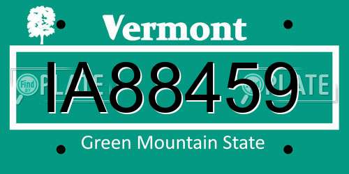 IA88459 Vermont License Plate