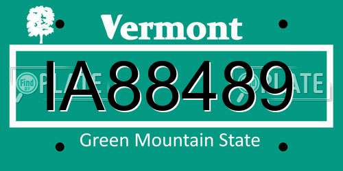 IA88489 Vermont License Plate