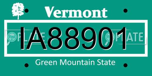 IA88901 Vermont License Plate