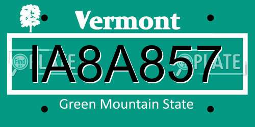 IA8A857 Vermont License Plate