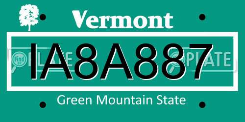 IA8A887 Vermont License Plate