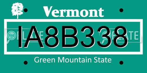 IA8B338 Vermont License Plate