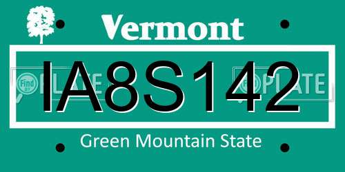 IA8S142 Vermont License Plate