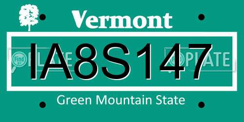 IA8S147 Vermont License Plate