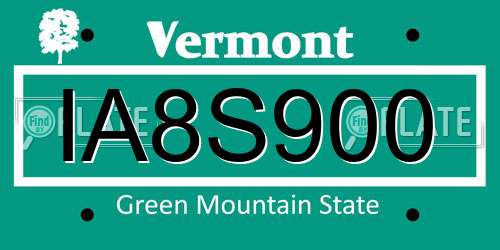 IA8S900 Vermont License Plate