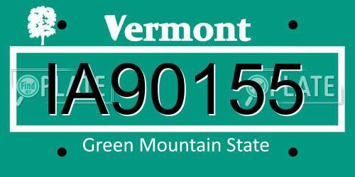IA90155 Vermont License Plate
