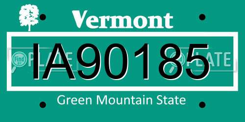 IA90185 Vermont License Plate