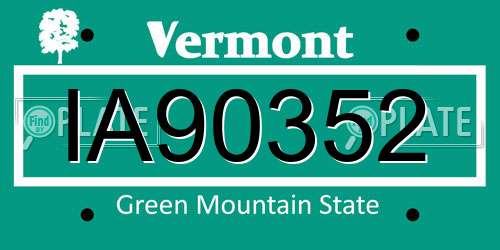 IA90352 Vermont License Plate