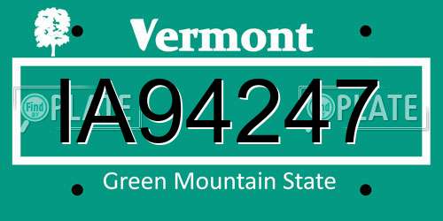 IA94247 Vermont License Plate