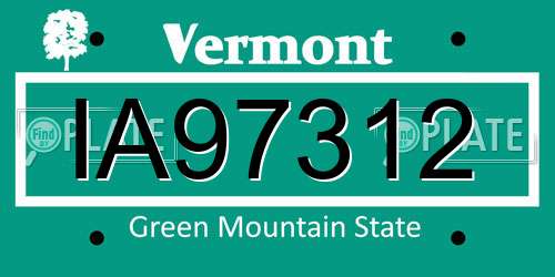 IA97312 Vermont License Plate